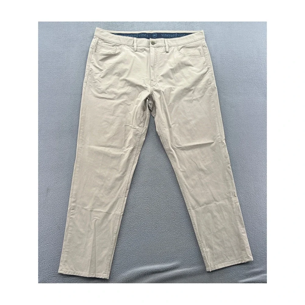 Vineyard Vines Mens On The Go Pants Mens 38x30 Khaki Tan Performance Chino